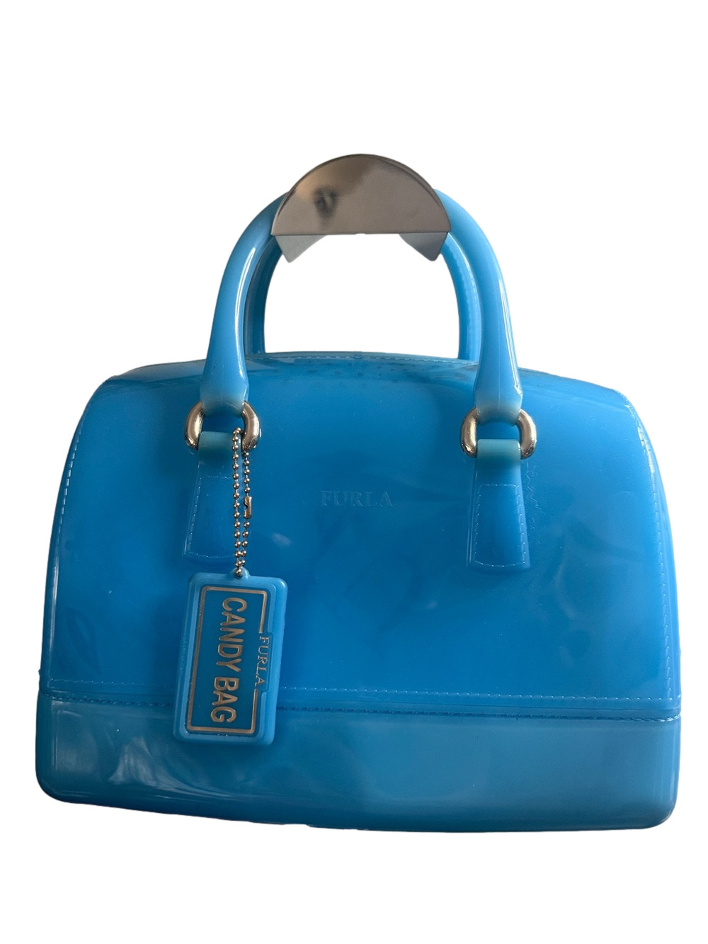 Furla Candy Blue Jelly Mini Handbag Boston Bag Made in Italy - Picture 1 of 13